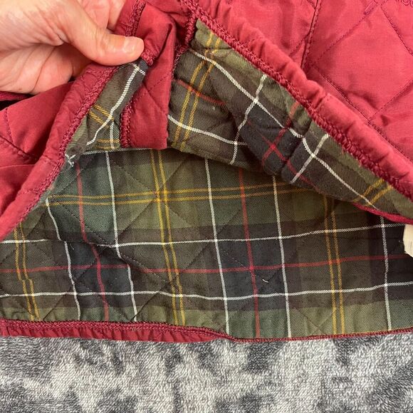 Barbour Quilted Blanket Lined Jacket Red Sz L Corduroy Collar Field Chore* - Picture 5 of 16